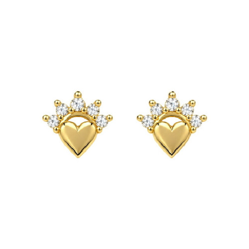 PENDIENTE CORAZON LISO CON ORLA CZ - PE7160CH
