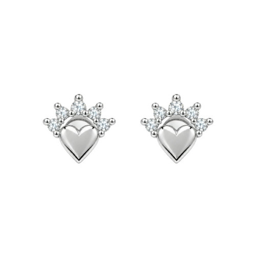 PENDIENTE CORAZON LISO CON ORLA CZ - PE7160R