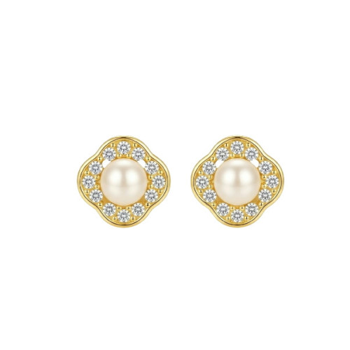 PEND. TREBOL CZ + PERLA NATURAL CENTRO - PE7175CH