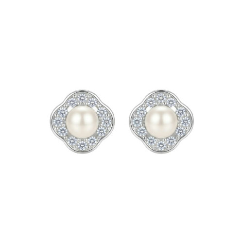 PEND. TREBOL CZ + PERLA NATURAL CENTRO - PE7175R