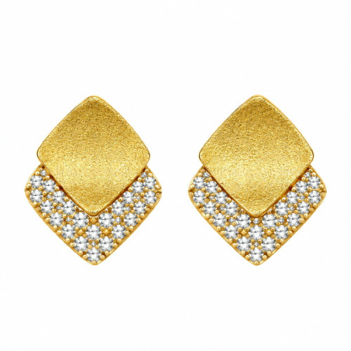 PENDIENTE DOBLE LIJA + CZ - PE7158CH