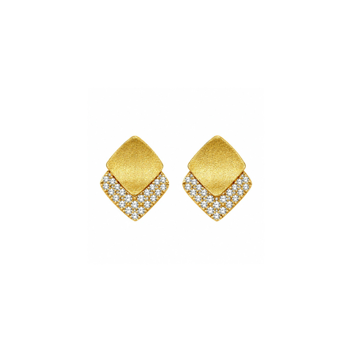 PENDIENTE DOBLE LIJA + CZ - PE7158CH