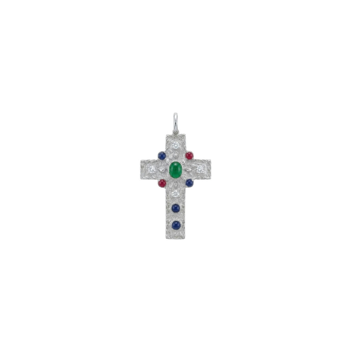 COLGANTE CRUZ CZ Y ESMALTE RODIO 30 MM - CO3061R