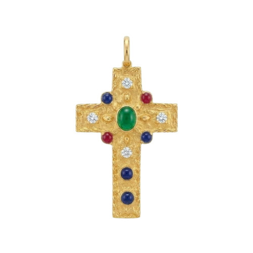 COLGANTE CRUZ CZ Y ESMALTE CHAPADO 30 MM - CO3061CH