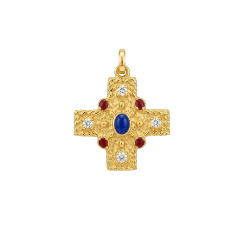 COLGANTE CRUZ CZ Y ESMALTE CHAPADO 20 MM - CO3062CH