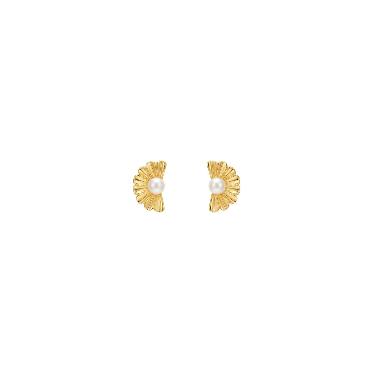 PENDIENTE MEDIA FLOR CON PERLA NATURAL - PE7159CH