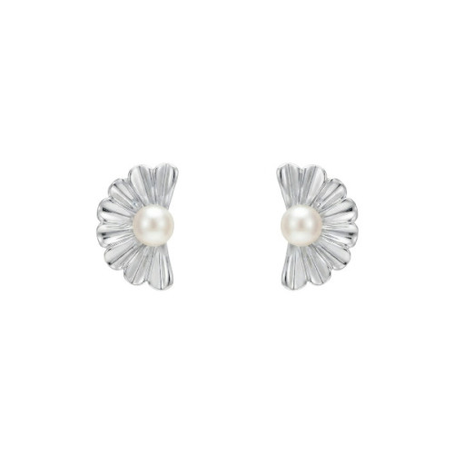 PENDIENTE MEDIA FLOR CON PERLA NATURAL - PE7159R