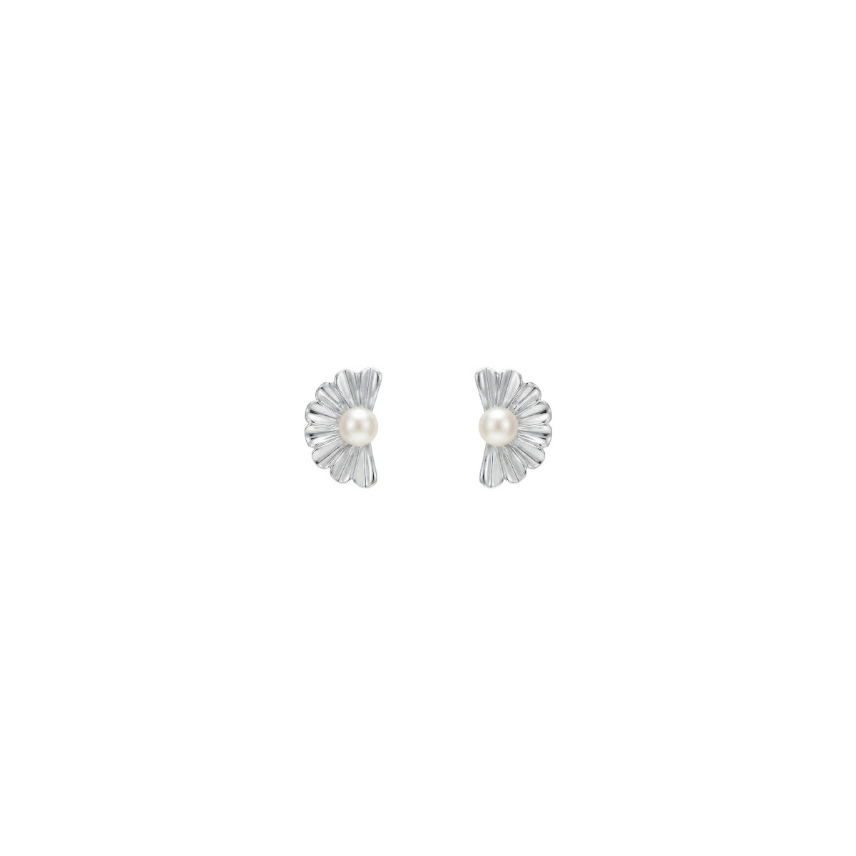 PENDIENTE MEDIA FLOR CON PERLA NATURAL - PE7159R