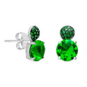 PENDIENTE MEDIA BOLA PIEDRAS + CIRCONITA 4 GARRAS - PE5152/16