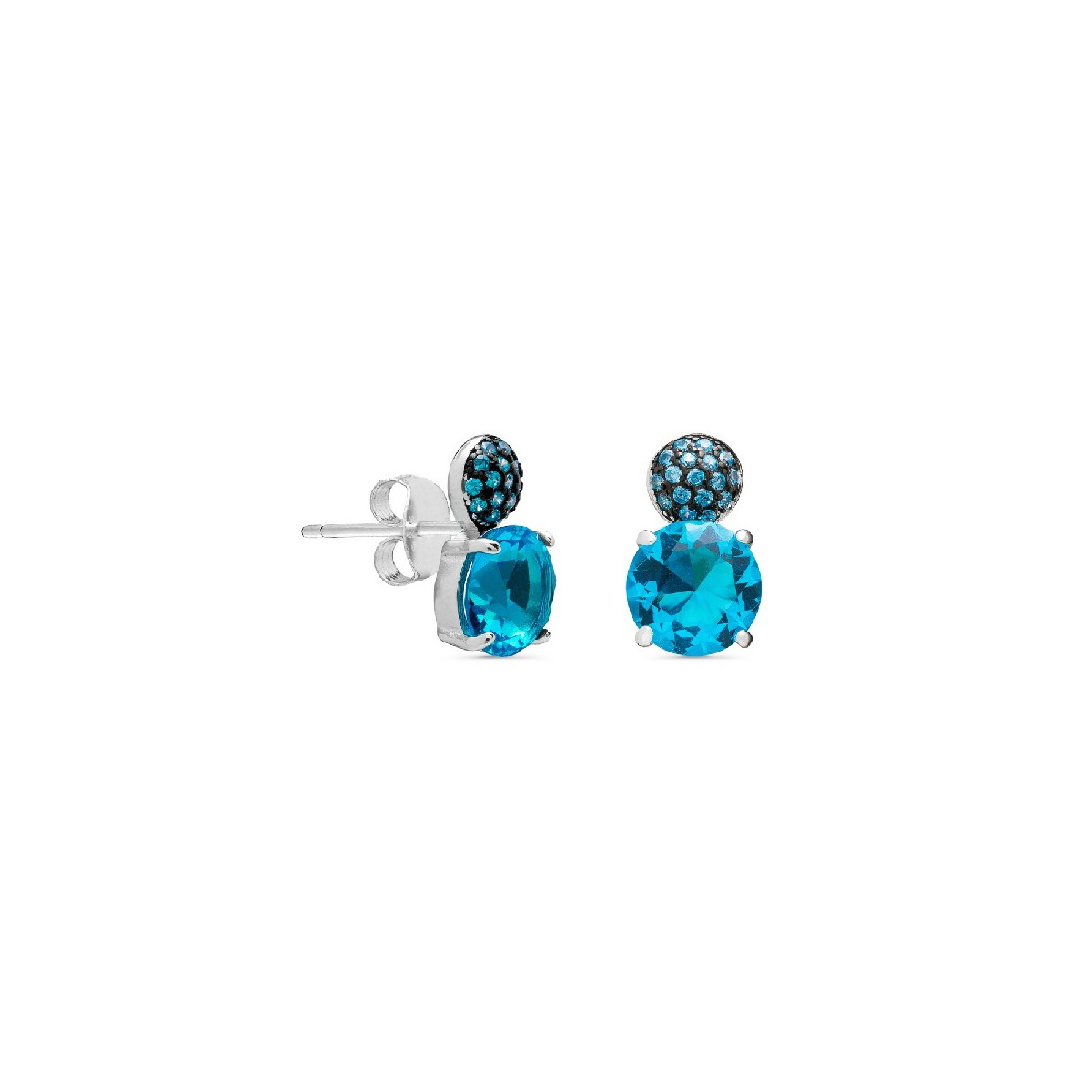 PENDIENTE MEDIA BOLA PIEDRAS + CIRCONITA 4 GARRAS - PE5152/18