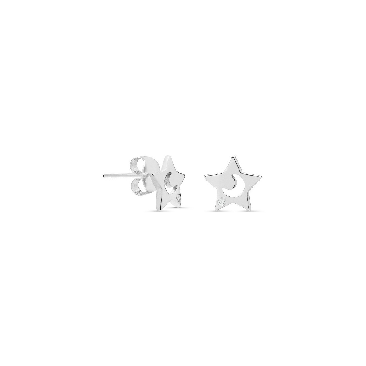 PENDIENTE ESTRELLA LUNA CALADA CIRCONITA TACO DE 3 UD - PE5184