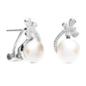 PENDIENTE OMEGA CON PERLA + MARIPOSA CZ - PE4536