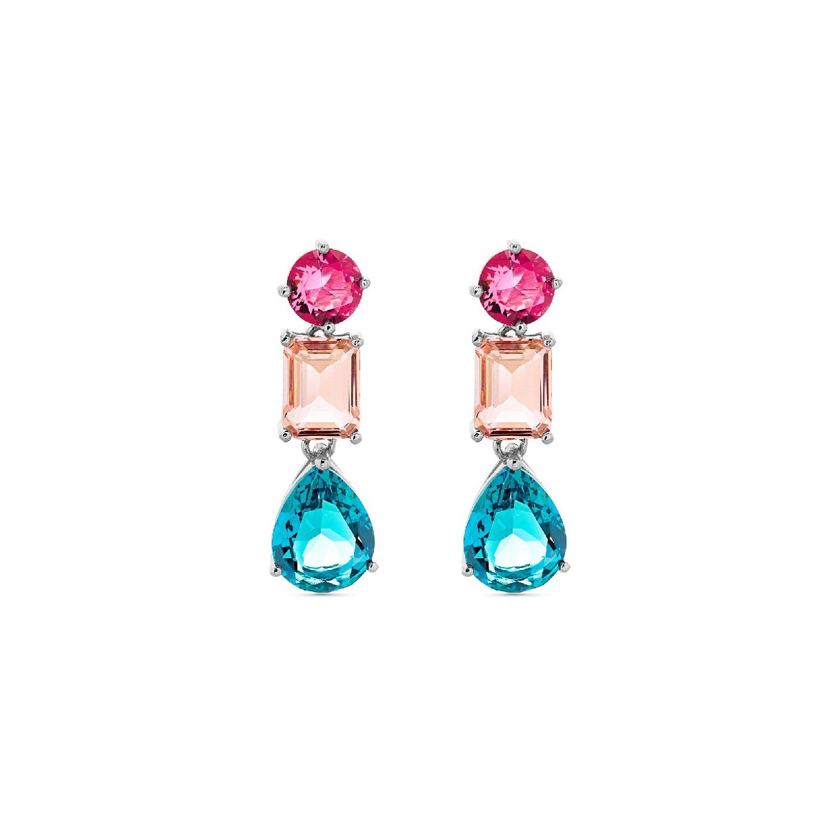 PENDIENTE LARGO ROSA CHAMPAGNE AZUL - PE52/14/20/18