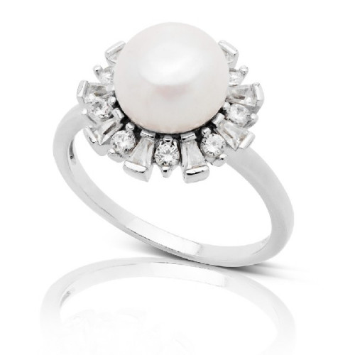 SORTIJA PERLA BORDE BAGUETTE CIRCONITA - SO1381