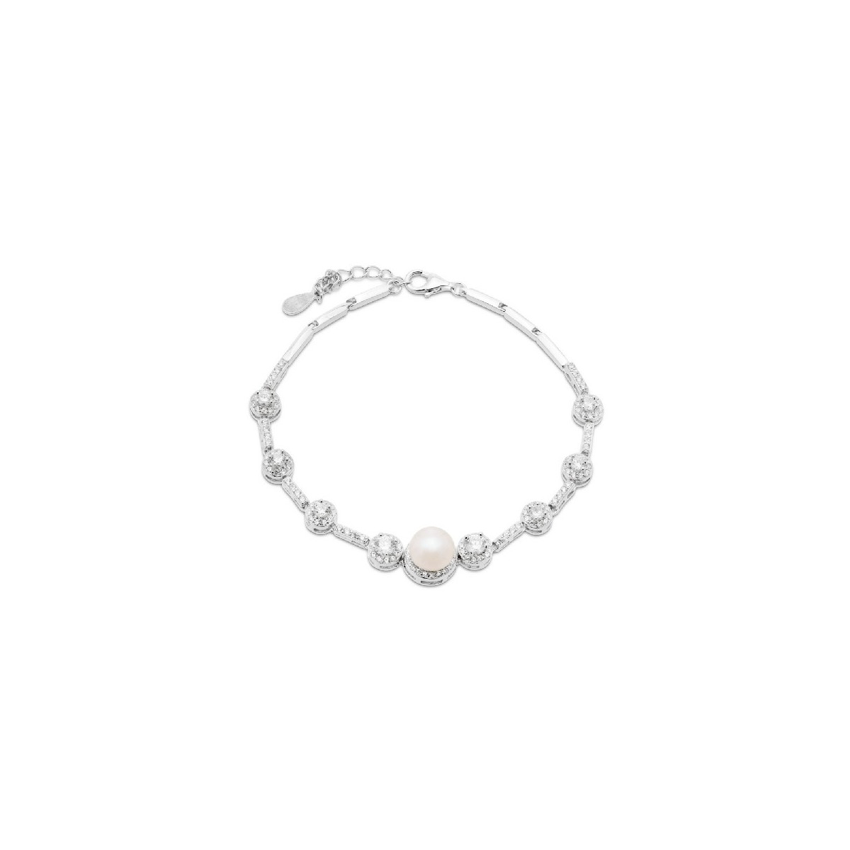 PULSERA BARRAS CIRCONITA PERLA CENTRO - PU4585