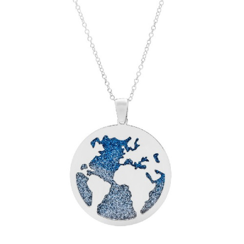 COLGANTE MUNDO GLITTER AZUL 35MM - CO2676
