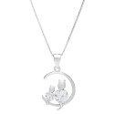 GARGANTILLA LUNA CON 2 GATOS CON CIRCONITA + CADENA  - CO2691