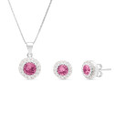 JUEGO REDONDO CENTRO CIRCONITA COLOR RUBY, COLGANTE CON CADENA. - JU2996/13