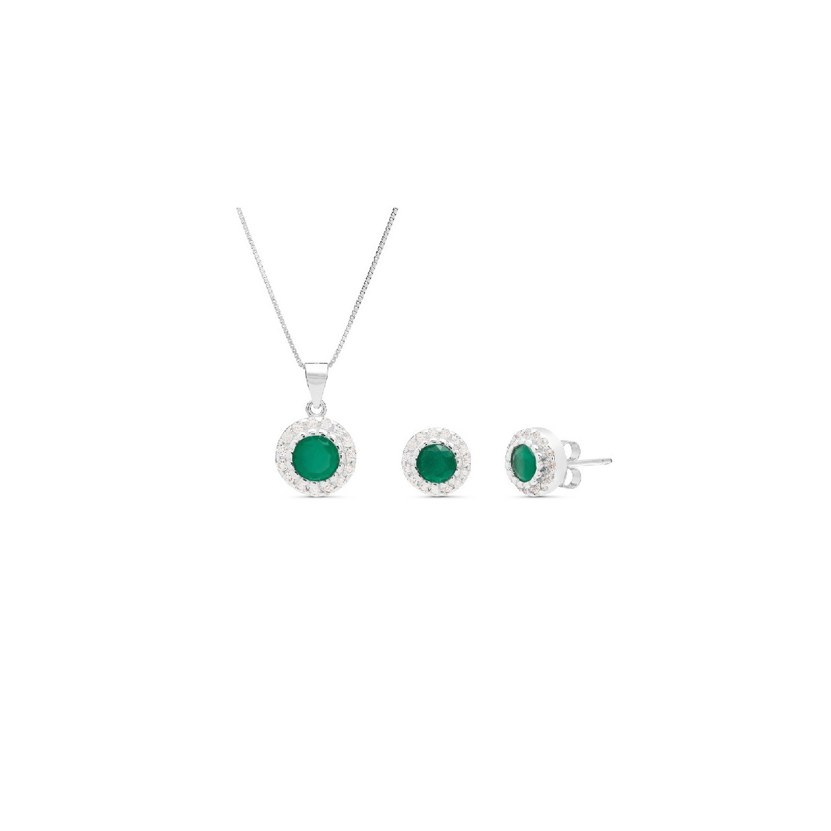 JUEGO REDONDO CENTRO CIRCONITA COLOR JADE. COLGANTE CON CADENA. - JU2996/23