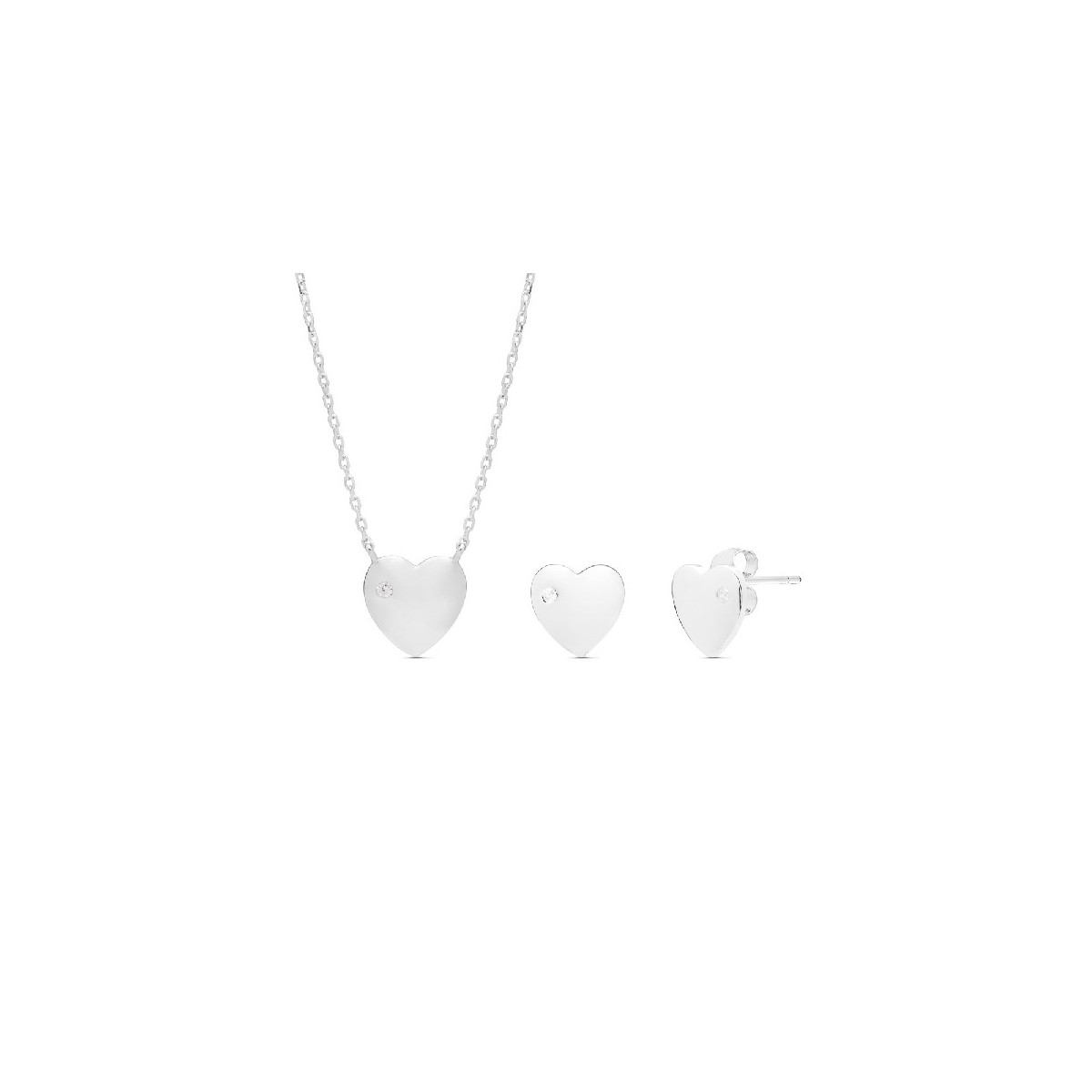 JUEGO CORAZON CON CIRCONITA. COLGANTE CON CADENA. - JU3012