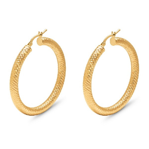 PENDIENTE DE ARO 4X30MM DIAMANTADO CHAPADO ORO - PE5307CH