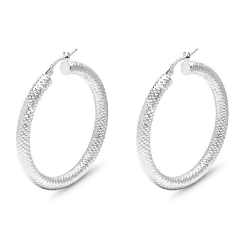 PENDIENTE ARO 4X25MM DIAMANTADO RODIO - PE5308R