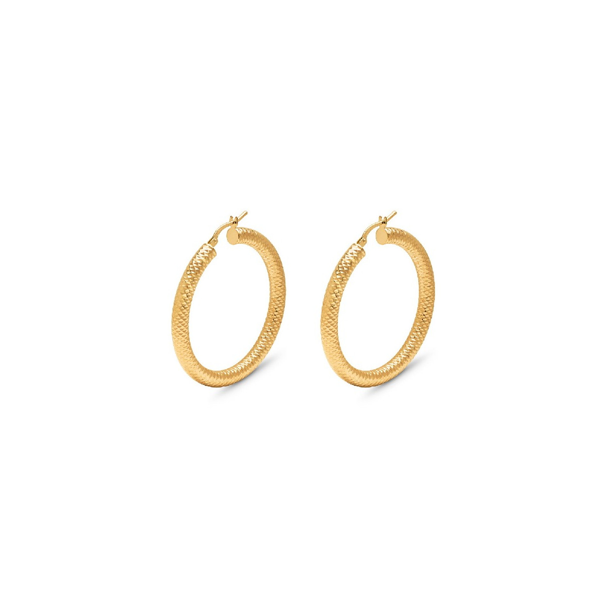 PENDIENTE DE ARO 4X20MM DIAMANTADO CHAPADO ORO - PE5309CH