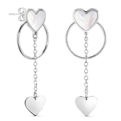 PENDIENTE ARO CORAZON NACAR+CORAZON CADENA COLGANDO - PE5294R
