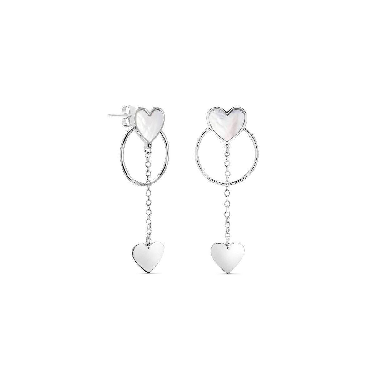 PENDIENTE ARO CORAZON NACAR+CORAZON CADENA COLGANDO - PE5294R