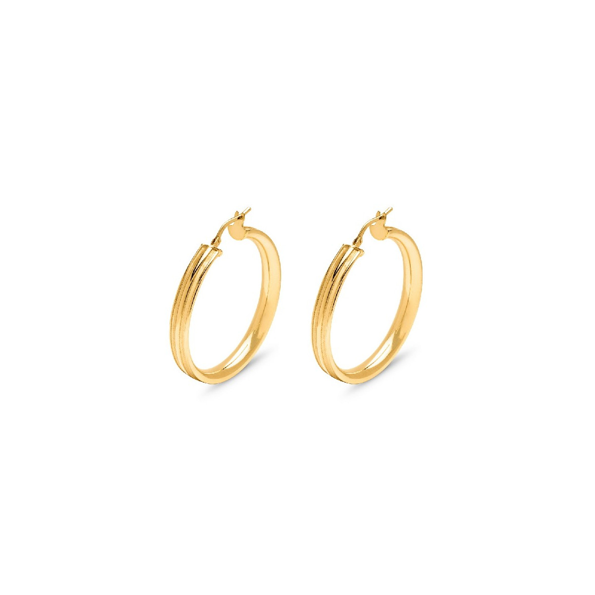 PENDIENTE ARO 5X30MM 2 LINEAS MATE CHAPADO ORO - PE5310CH