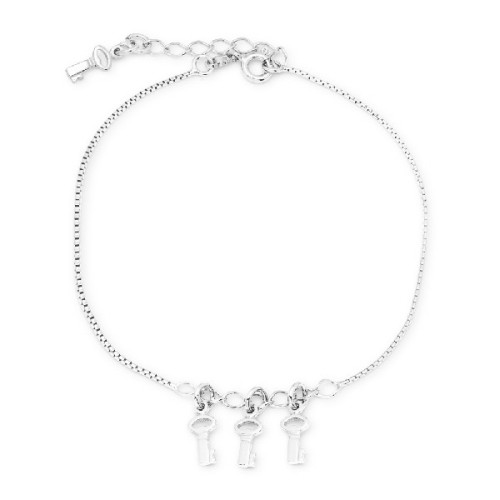 TOBILLERA LLAVES COLGANDO RODIO - PU3722RT