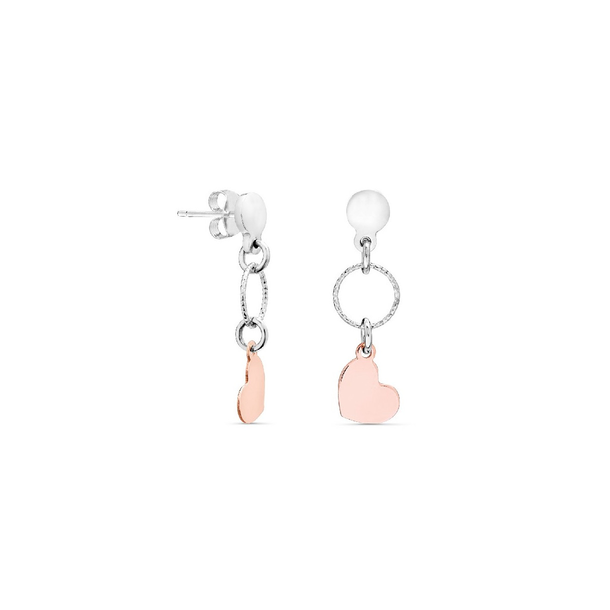 PENDIENTE CIRCULO + ARO + CORAZON ROSE - PE5301OR