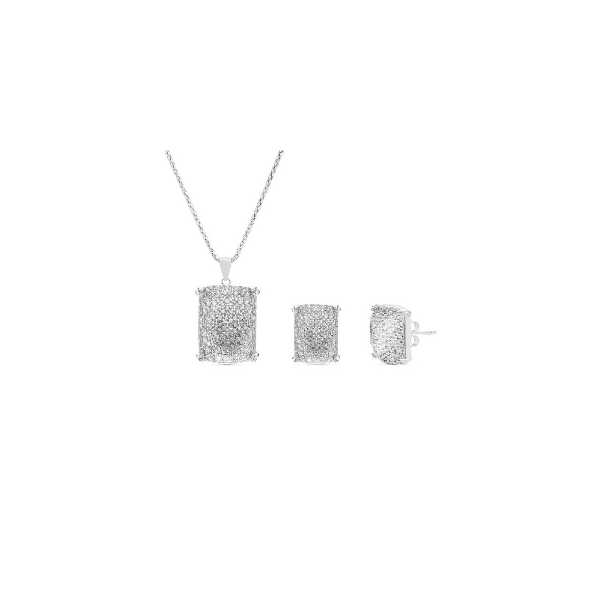 JUEGO RECTANG.MICRO+PIEDRA ENCIMA GARRAS. COLGANTE CON CADENA. - JU3040/04