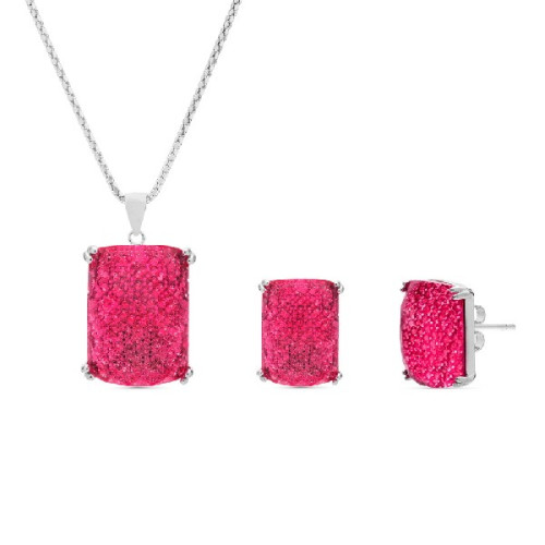 JUEGO RECTANG.MICRO+PIEDRA ENCIMA GARRAS. COLGANTE CON CADENA. - JU3040/13