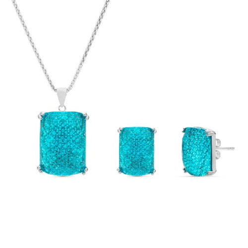 JUEG.RECTANG. MICRO+PIEDRA ENCIMA GARRAS. COLGANTE CON CADENA. - JU3040/18
