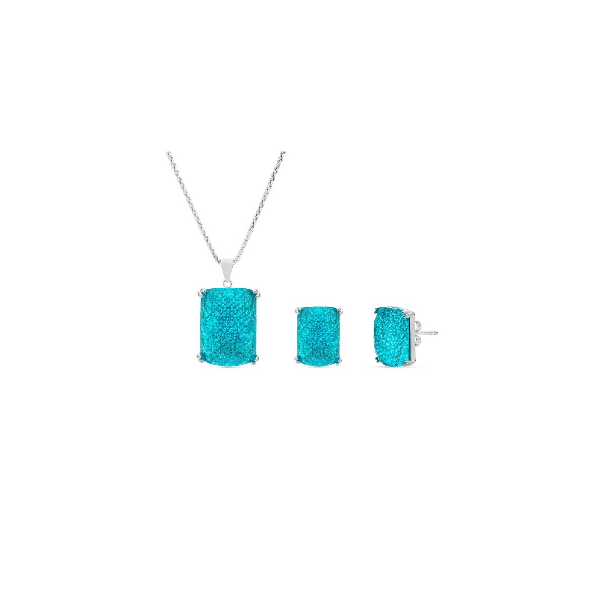 JUEG.RECTANG. MICRO+PIEDRA ENCIMA GARRAS. COLGANTE CON CADENA. - JU3040/18