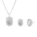 JUEGO OVAL MICRO+PIEDRA ENCIMA FACETADA. COLGANTE CON CADENA. - JU3041/04