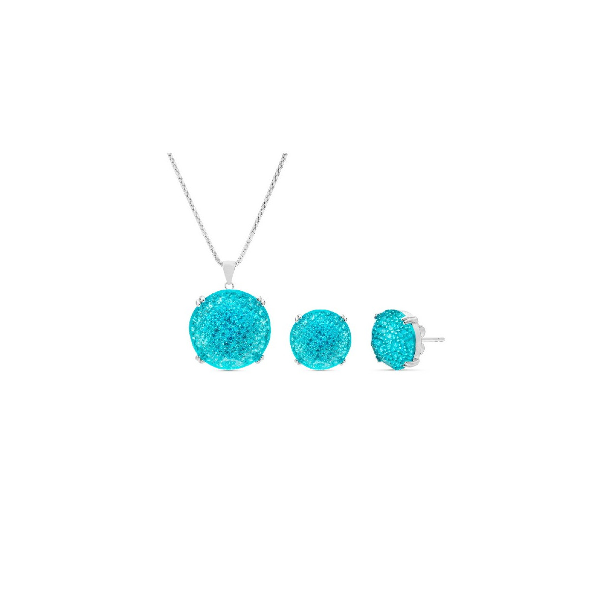 JUEGO REDONDO MICRO+PIEDRA ENCIMA FACETADA. COLGANTE CON CADENA. - JU3042/18