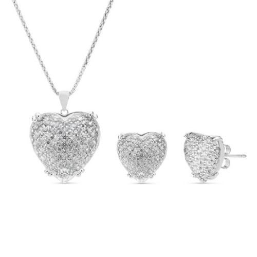 JUEGO CORAZON MICRO+PIEDRA ENCIMA FACETADA, COLGANTE CON CADENA. - JU3043/04