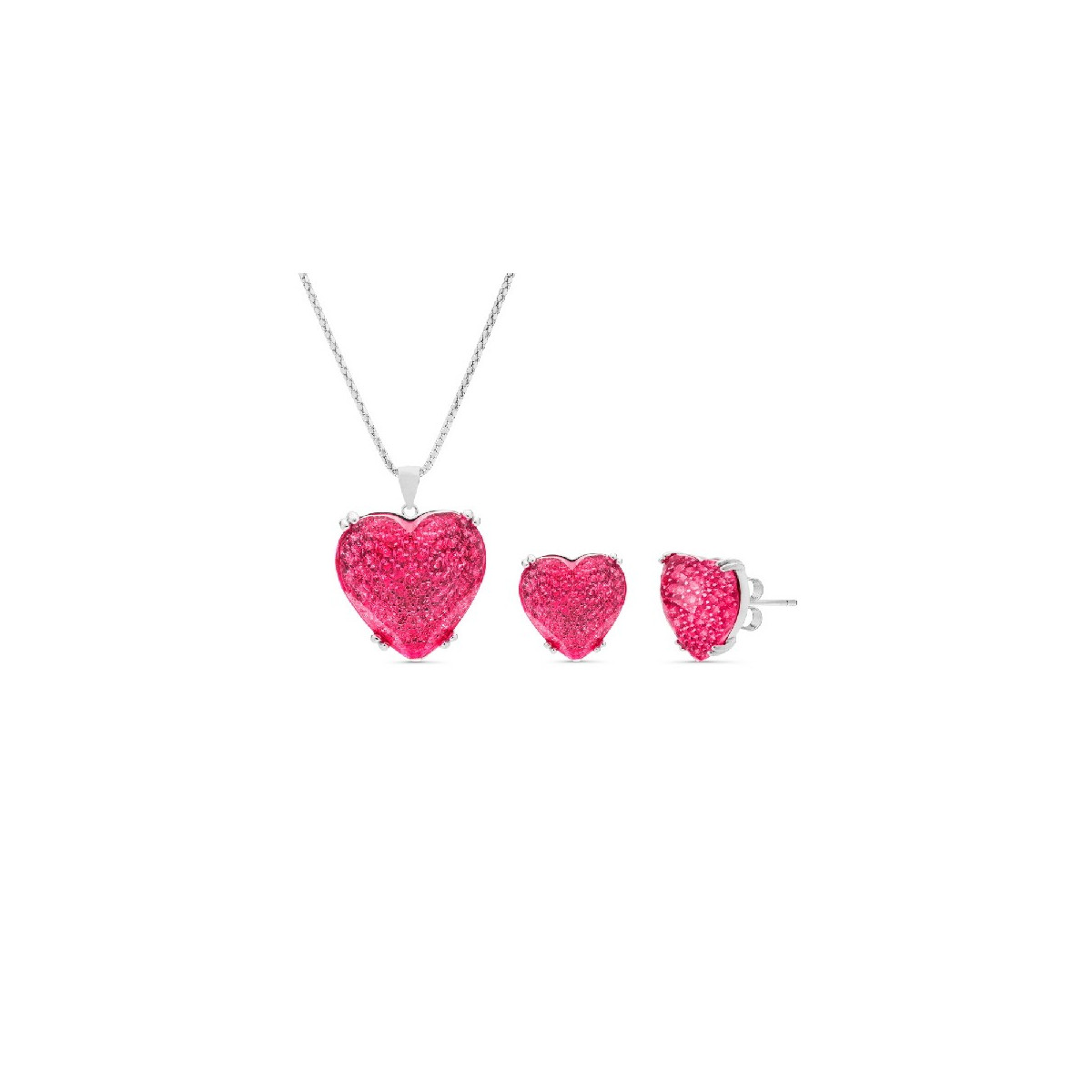 JUEGO CORAZON MICRO+PIEDRA ENCIMA FACETADA. COLGANTE CON CADENA. - JU3043/13