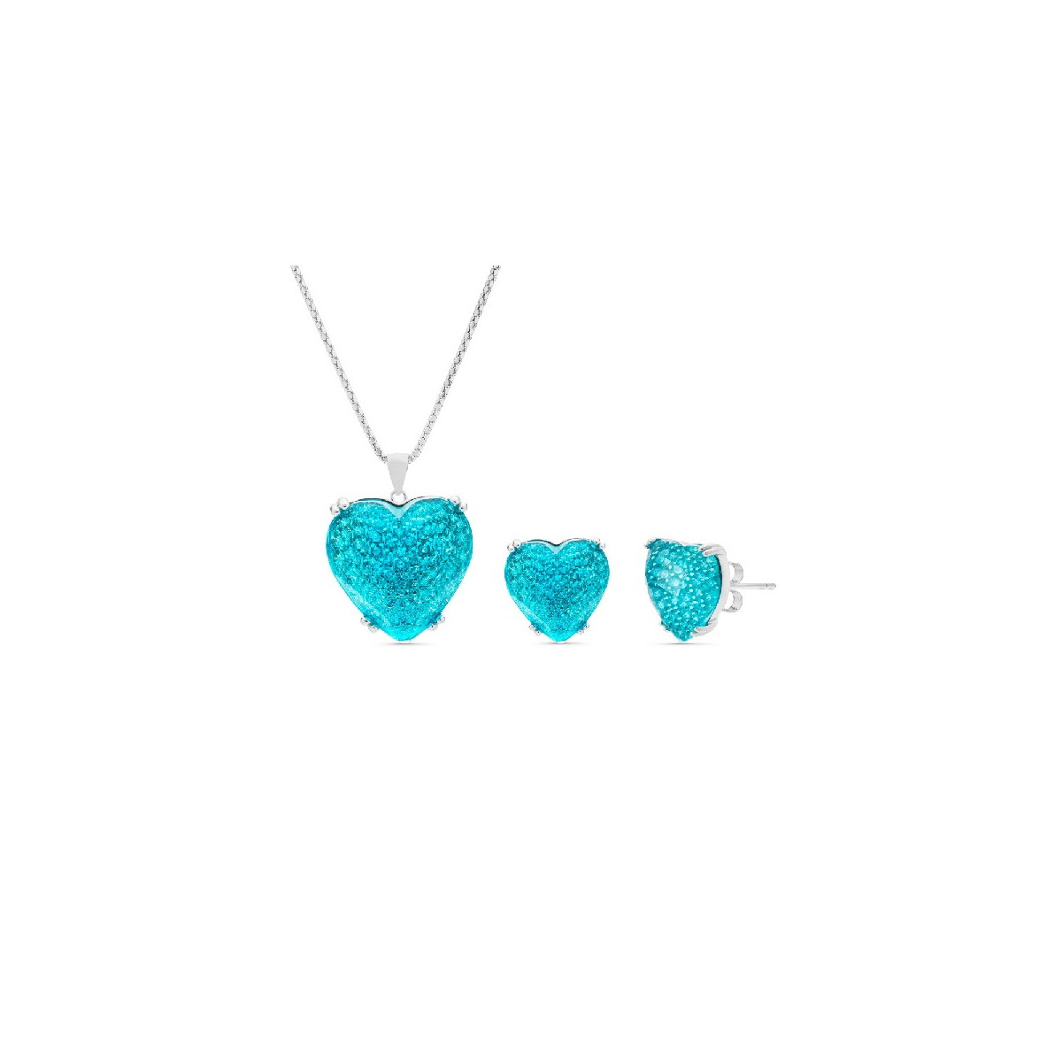 JUEGO CORAZON MICRO+PIEDRA ENCIMA FACETADA. COLGANTE CON CADENA. - JU3043/18
