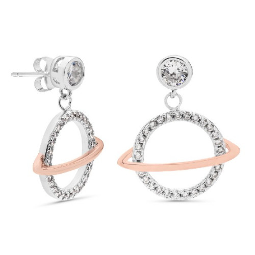 PEND. PLANETA CON ANILLO ROSÉ Y CHATON - PE5381