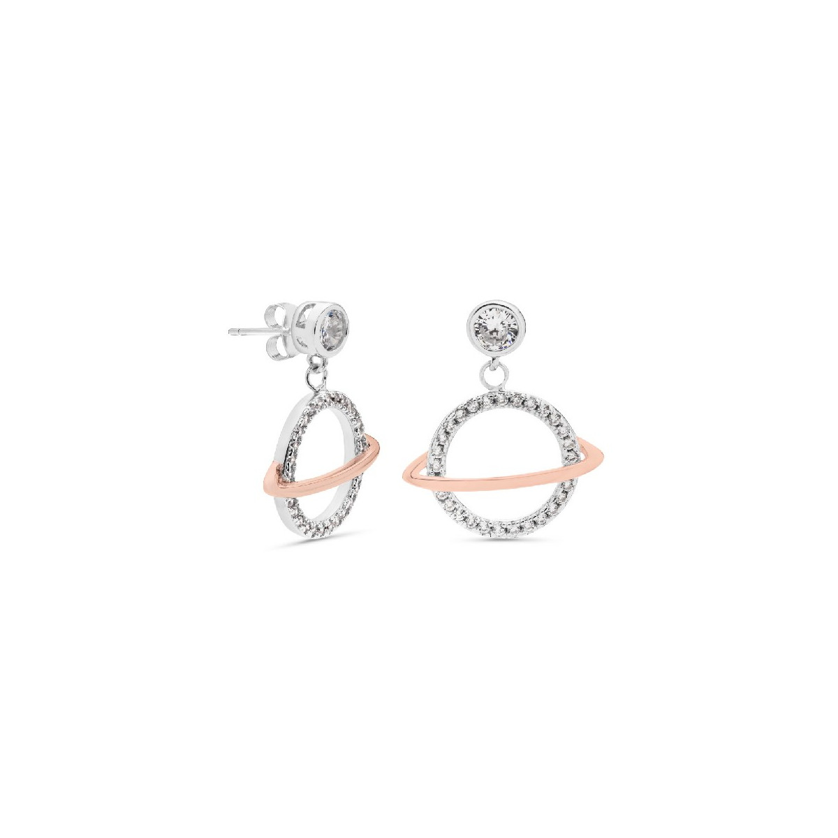 PEND. PLANETA CON ANILLO ROSÉ Y CHATON - PE5381
