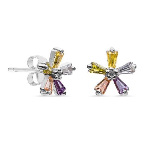 PENDIENTE FLOR 5 PETALOS BAGUETTE MULTICOLOR - PE5428/24