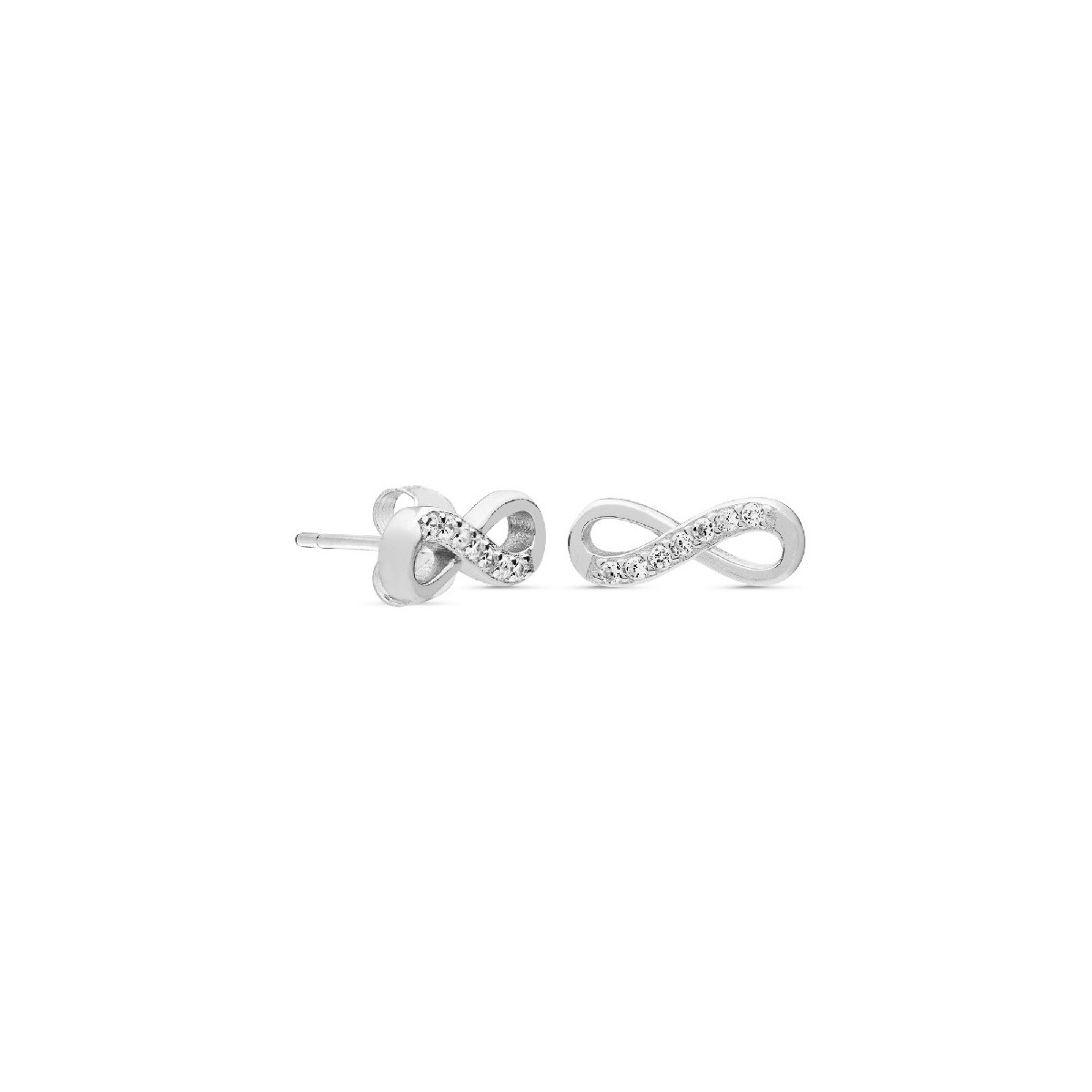PENDIENTE INFINITO MITAD LISO MITAD CIRCONITAS, TACO DE 3 UD. - PE5444