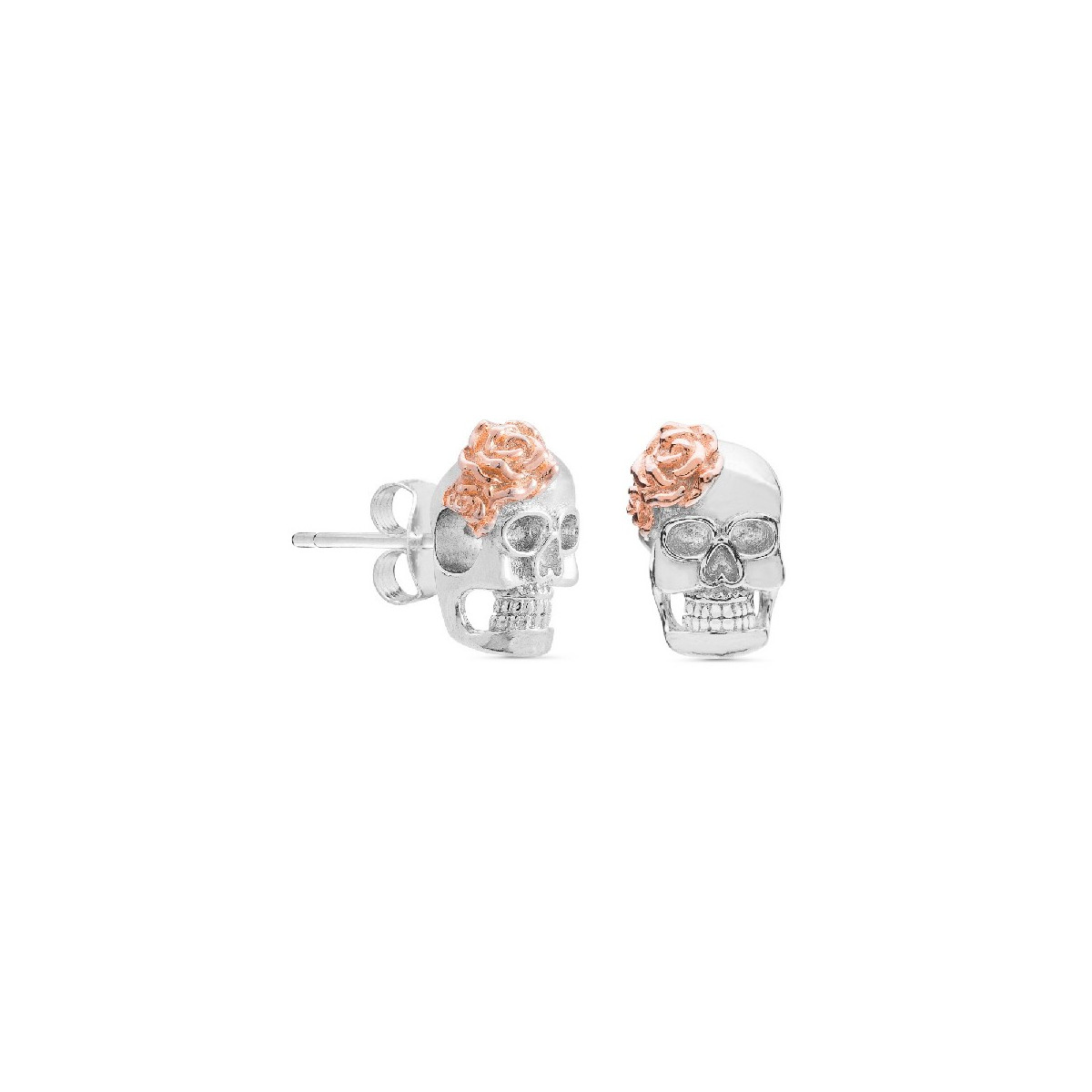 PENDIENTE CALAVERA CON ROSA ROSE - PE5448
