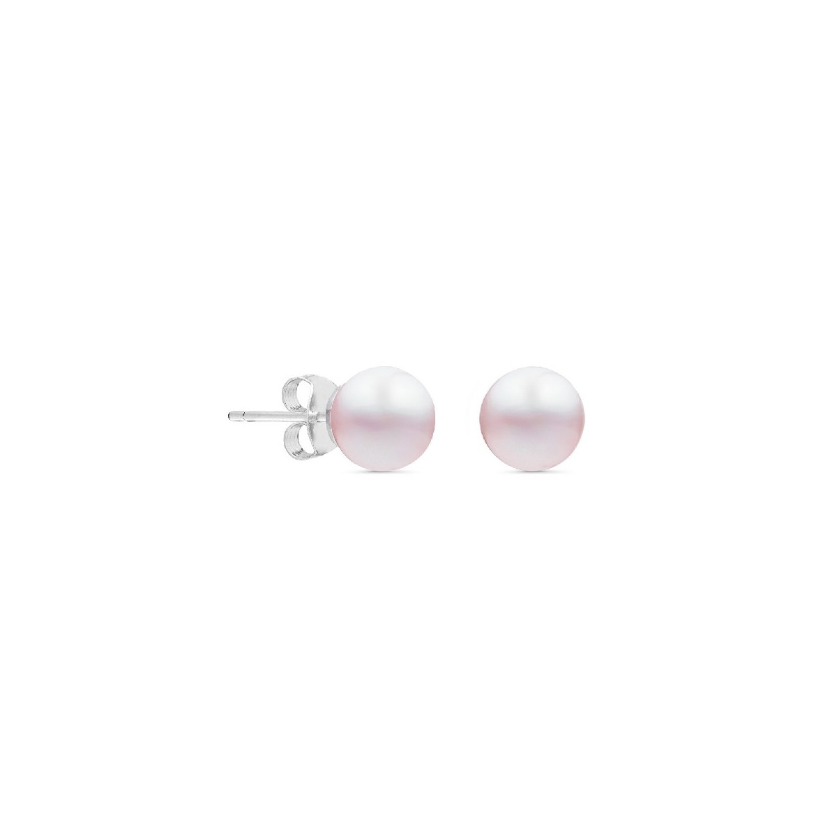 TACO DE 6 PENDIENTE PERLA 6MM ROSA - PE1092/14