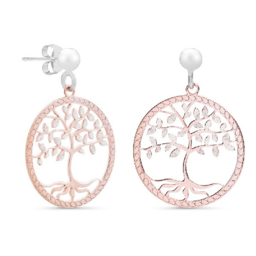 PENDIENTE ARBOL VIDA OR HOJAS RODIO - PE4509OR