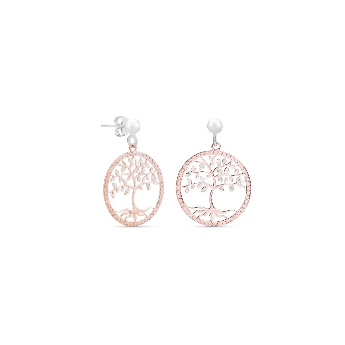 PENDIENTE ARBOL VIDA OR HOJAS RODIO - PE4509OR