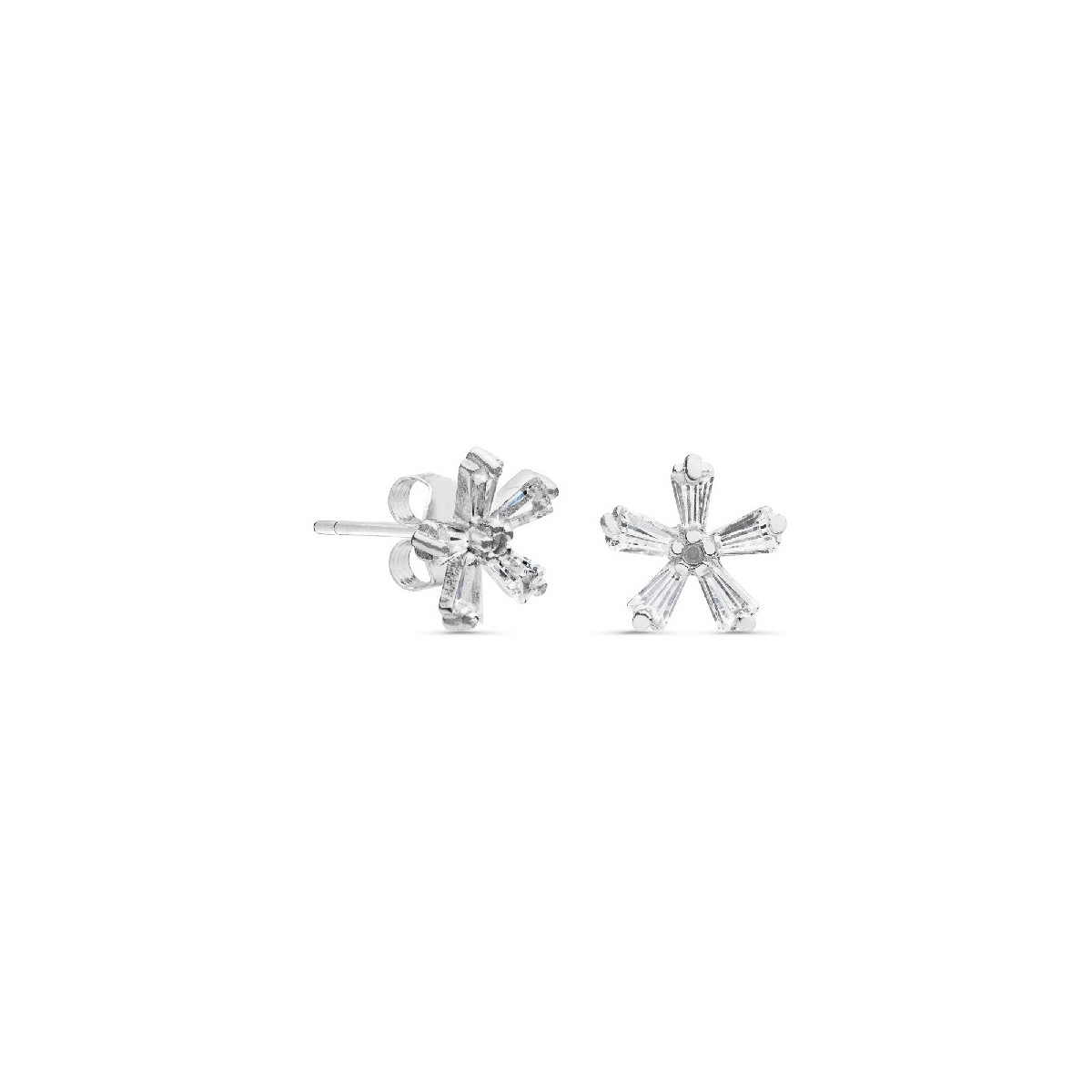 PENDIENTE FLOR 5 PETALOS BAGUETTE CIRCONITA - PE5428/04